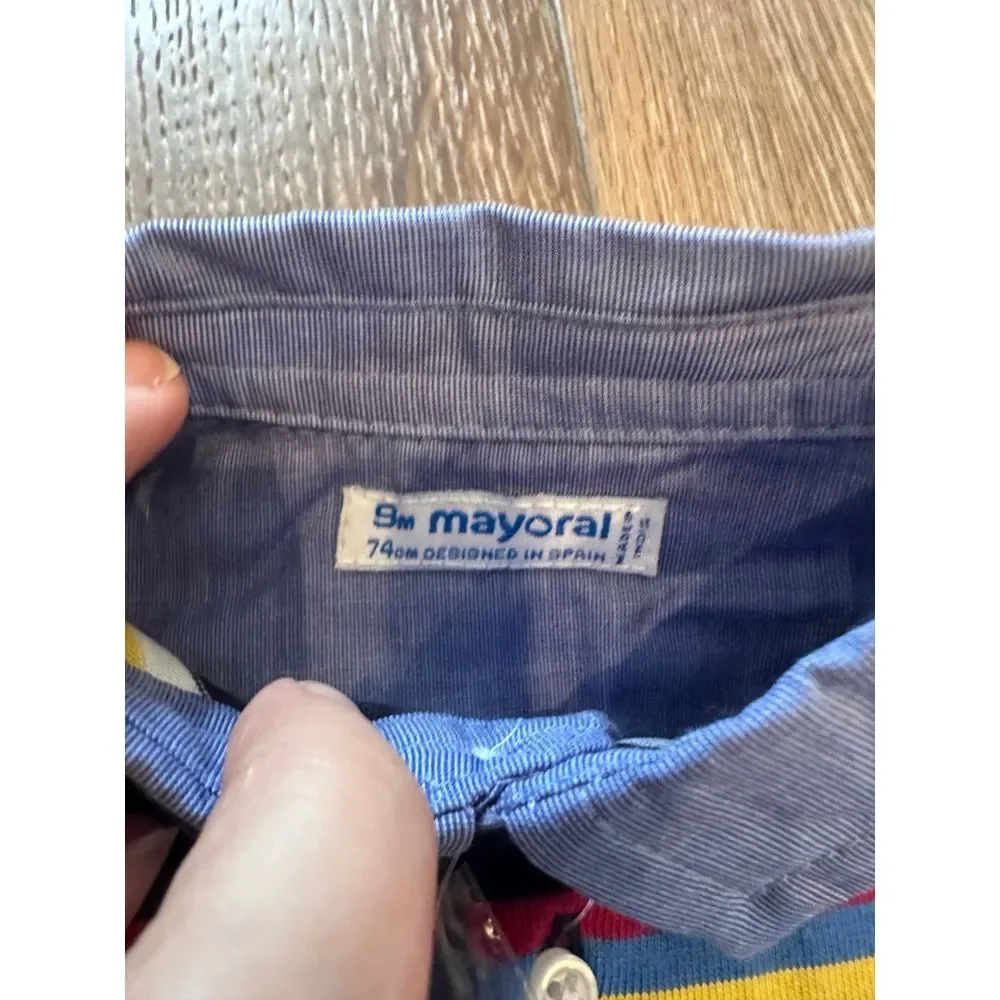 NWT super soft‎ Mayoral preppy stripe polo longsleeve collar 9 months